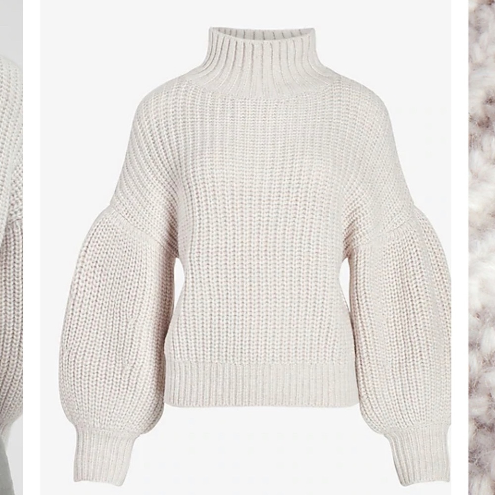 Express Light Gray Balloon Sleeve Sweater NWT